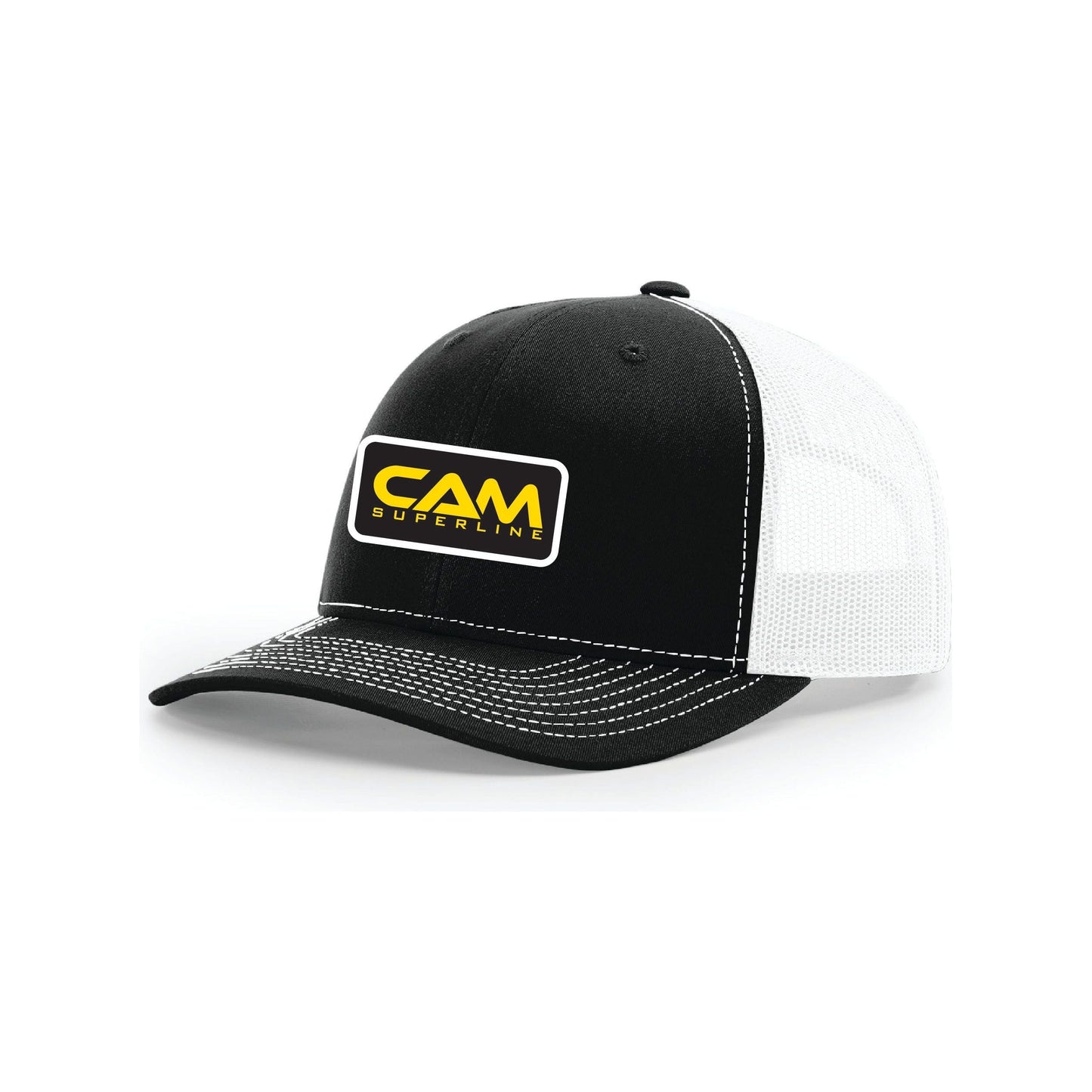 Snap-Back Trucker Hat with Patch - Black/White