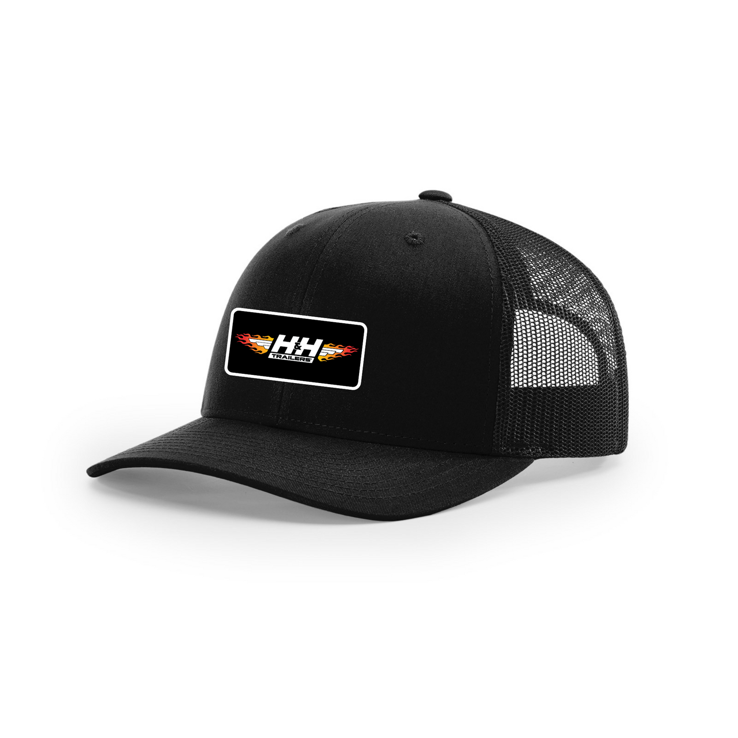 Snap-Back Trucker Hat with Patch - Black