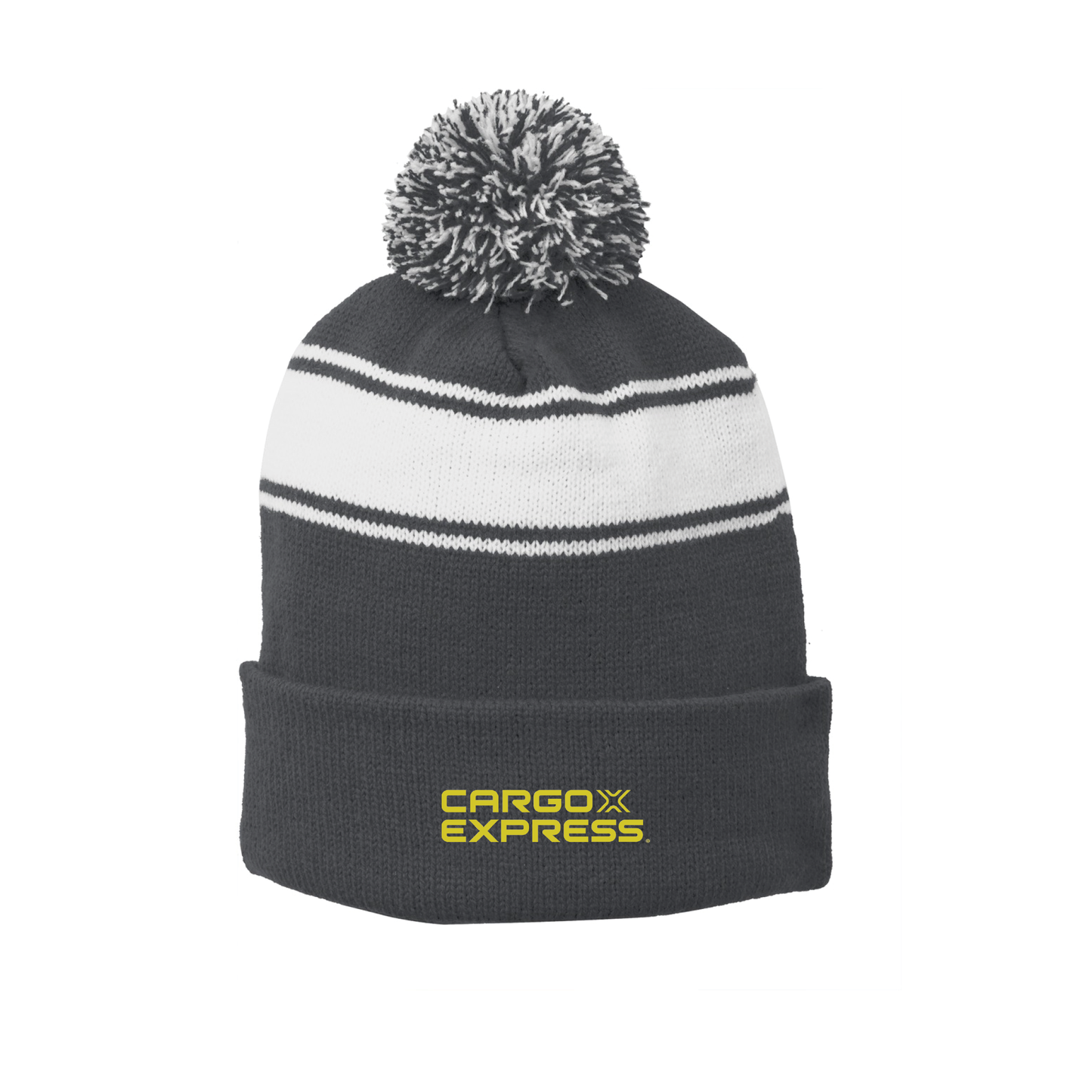 Sport-Tek® Stripe Pom Pom Beanie