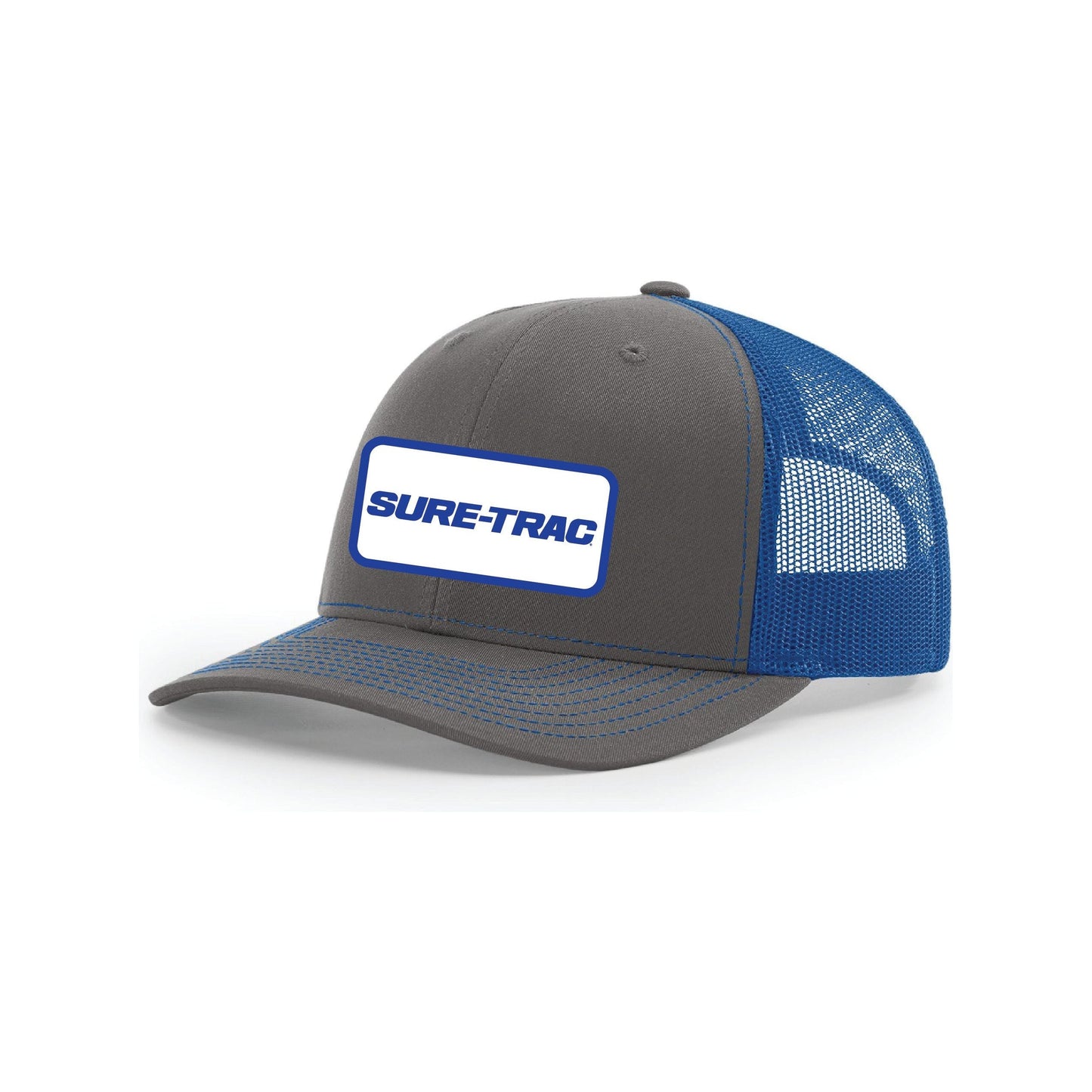 Snap-Back Trucker Hat with Patch - Charcoal/Royal