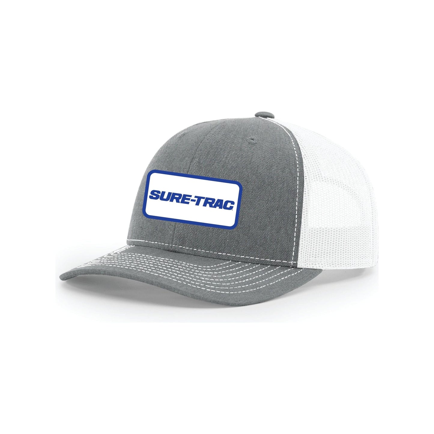 Snap-Back Trucker Hat with Patch - Heather Grey/White