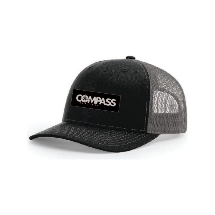 Snap-Back Trucker Hat with Patch - Black/Charcoal