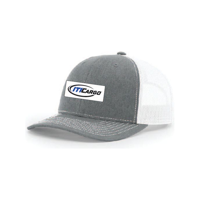 Snap-Back Trucker Hat with Patch - Heather Grey/White