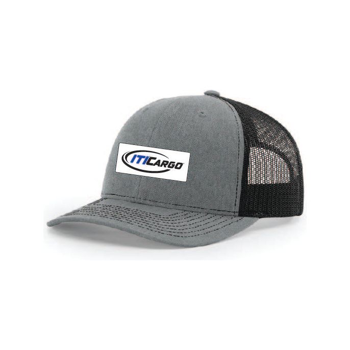 Snap-Back Trucker Hat with Patch - Heather Grey/Black