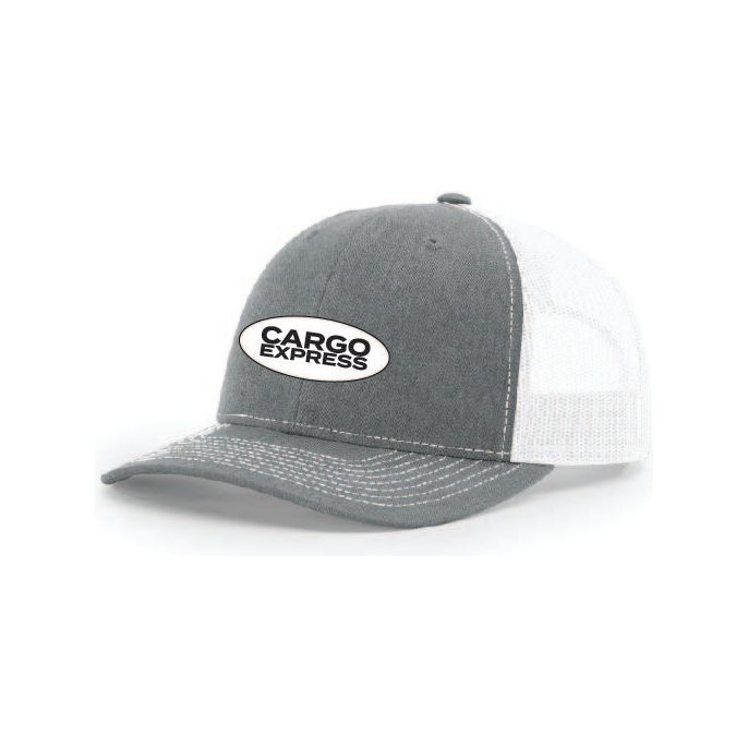 Snap-Back Trucker Hat with Patch - Heather Grey/White