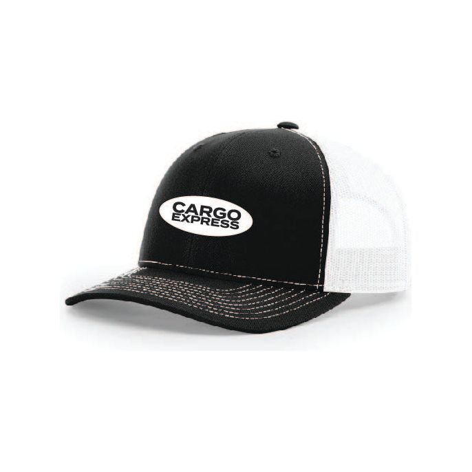 Snap-Back Trucker Hat with Patch - Black/White