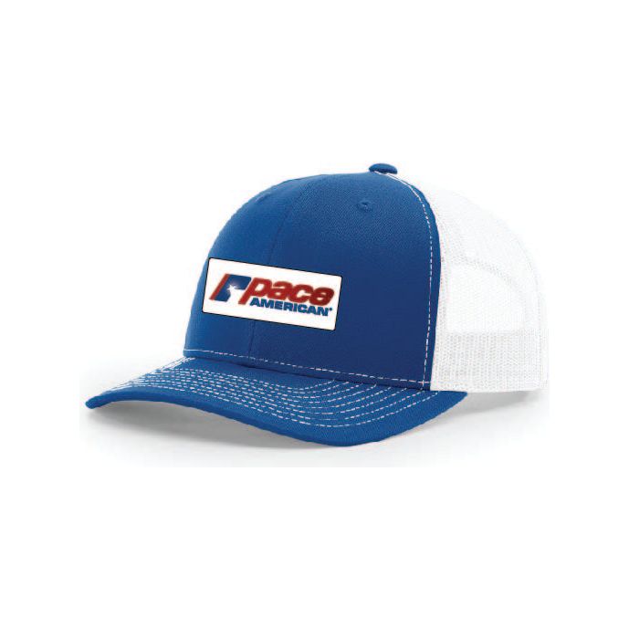 Snap-Back Trucker Hat with Patch - Royal Blue/White