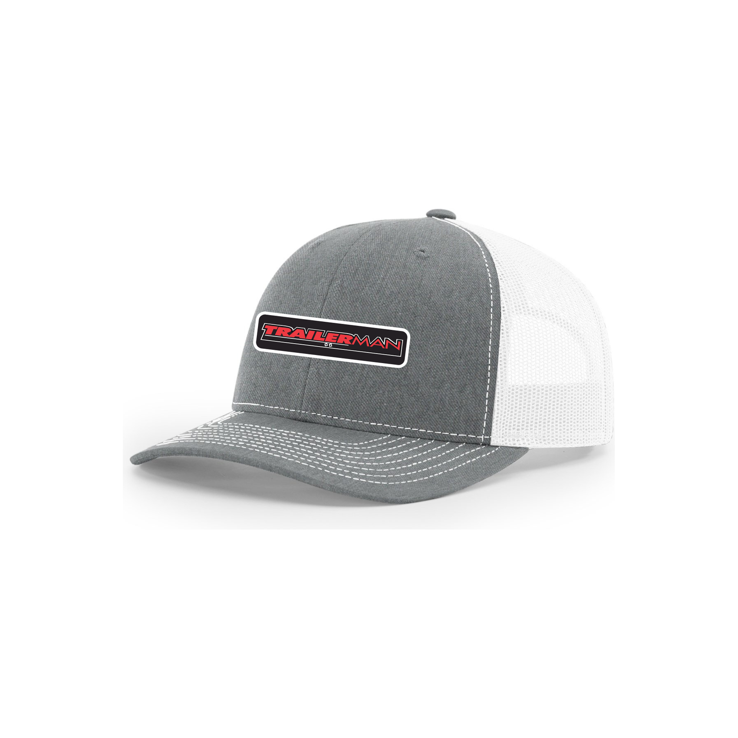 Snap-Back Trucker Hat with Patch - Heather Grey/White