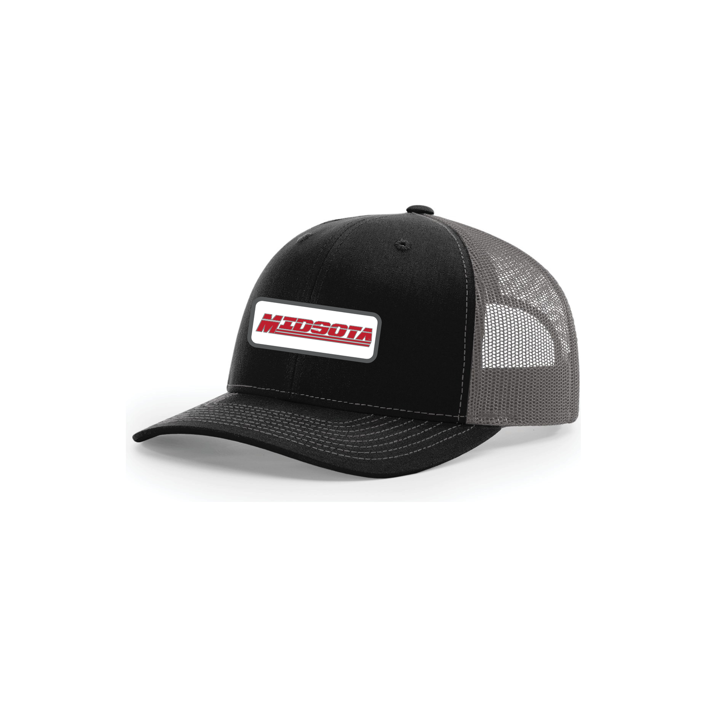Snap-Back Trucker Hat with Patch - Black/Charcoal