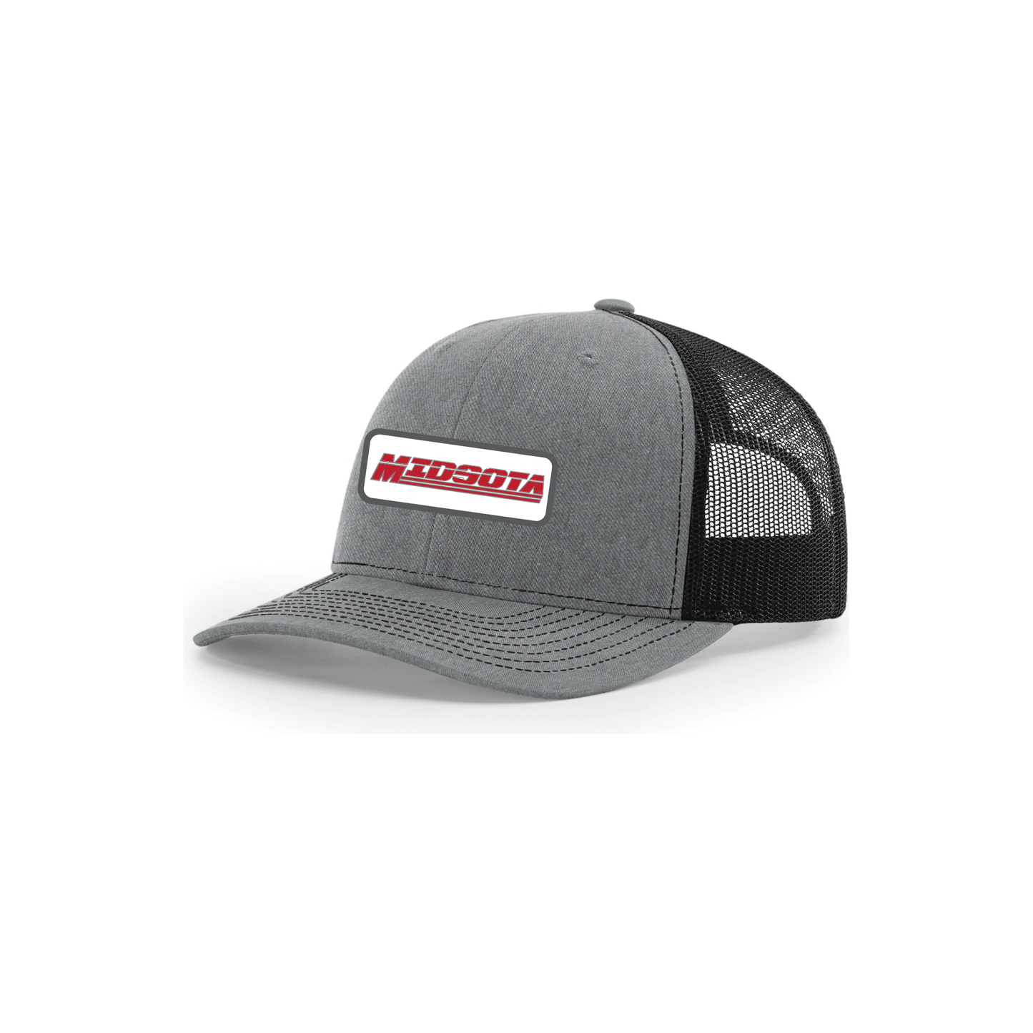 Snap-Back Trucker Hat with Patch - Heather Grey/Black