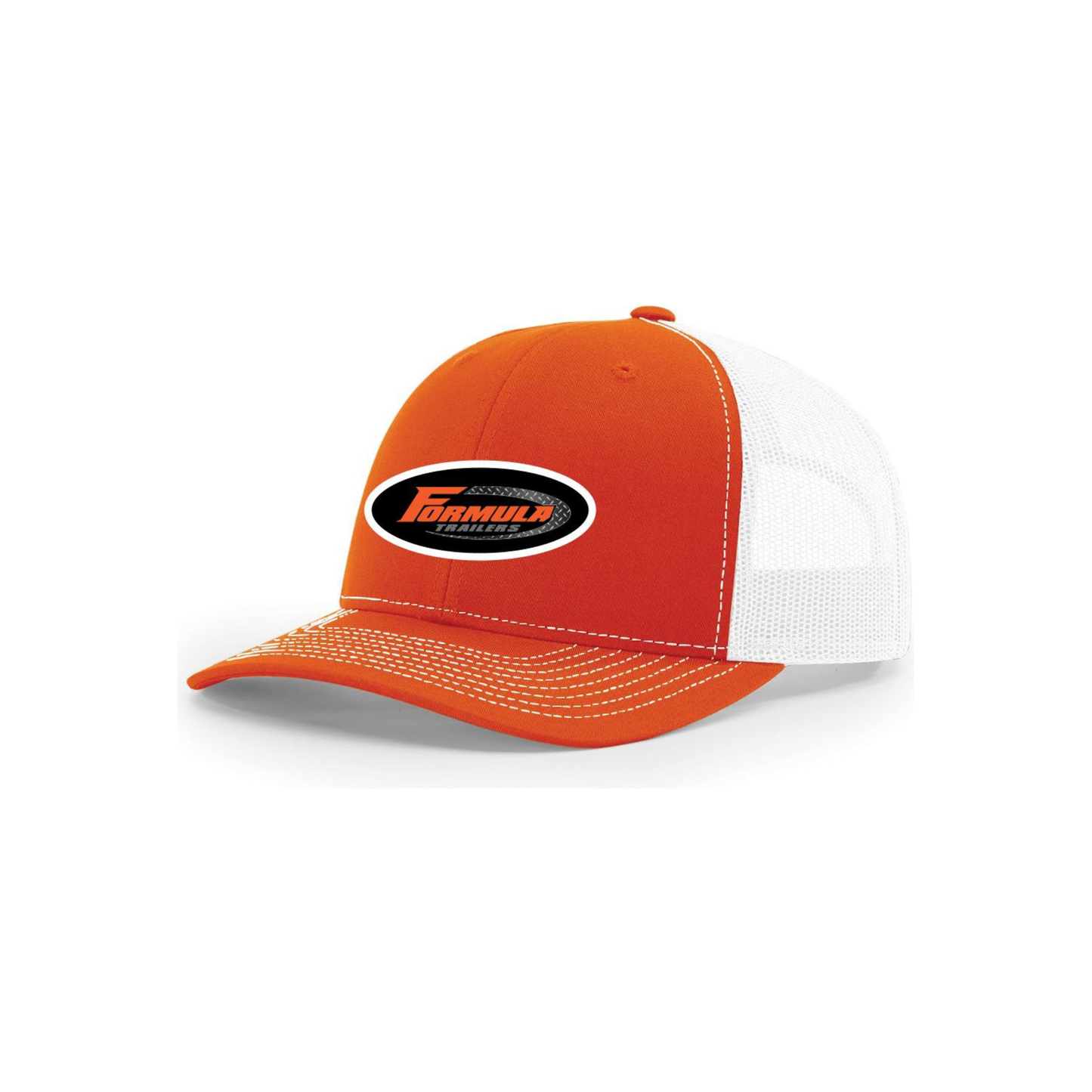 Snap-Back Trucker Hat with Patch - Orange/White