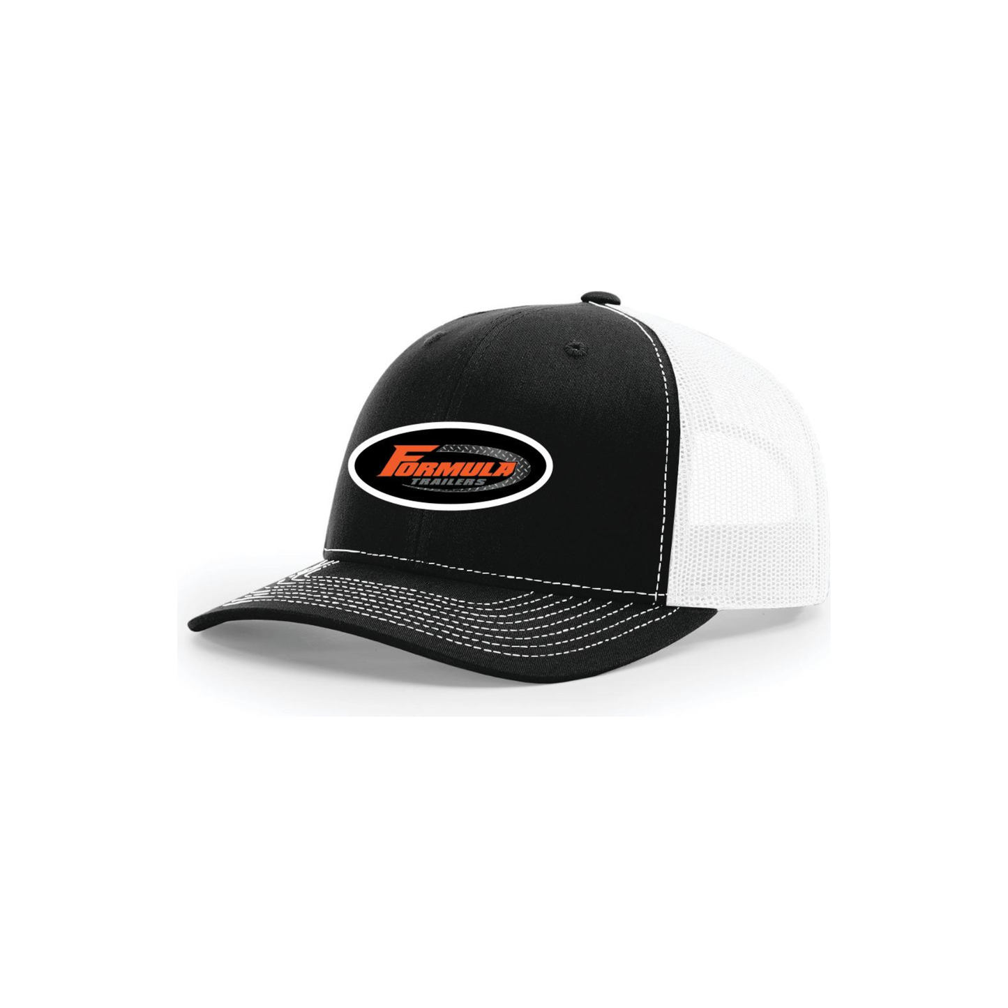 Snap-Back Trucker Hat with Patch - Black/White