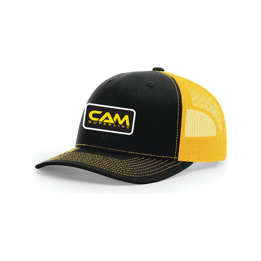 Snap-Back Trucker Hat with Patch - Black/Gold