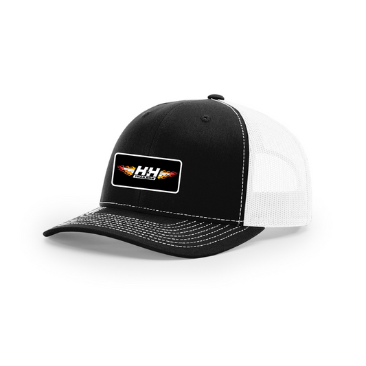 Snap-Back Trucker Hat with Patch - Black/White