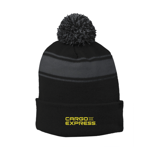 Sport-Tek® Stripe Pom Pom Beanie