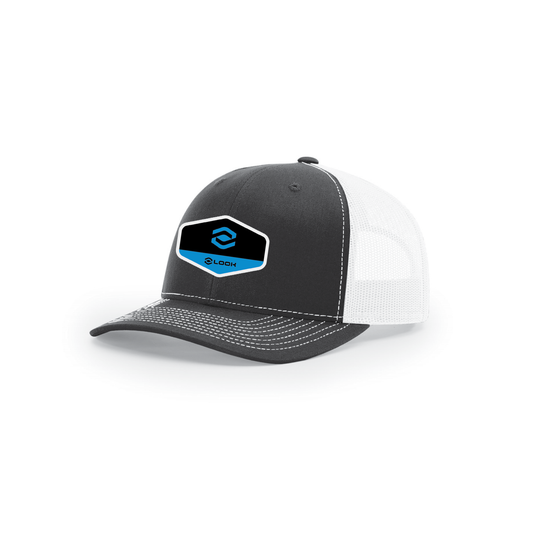 Snap-Back Trucker Hat with Patch - Black/ White