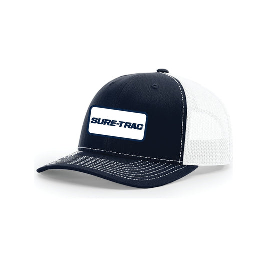 Snap-Back Trucker Hat with Patch - Navy/White
