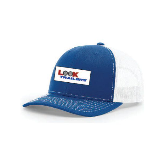 Snap-Back Trucker Hat with Patch - Royal Blue/White