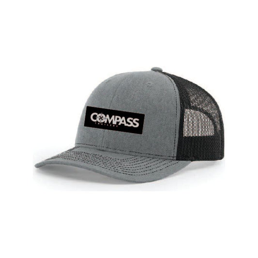 Snap-Back Trucker Hat with Patch - Heather Grey/Black