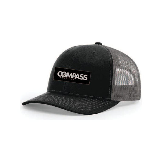 Snap-Back Trucker Hat with Patch - Black/Charcoal
