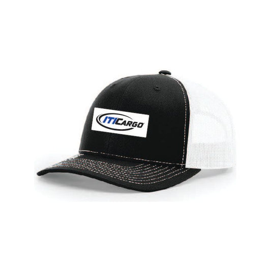 Snap-Back Trucker Hat with Patch - Black/White