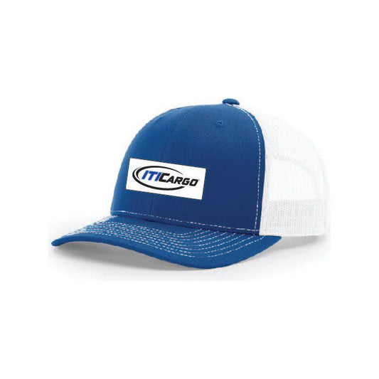 Snap-Back Trucker Hat with Patch - Royal Blue/White