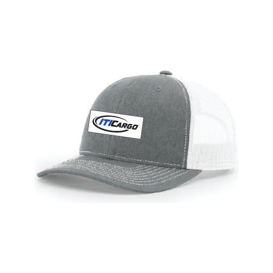 Snap-Back Trucker Hat with Patch - Heather Grey/White