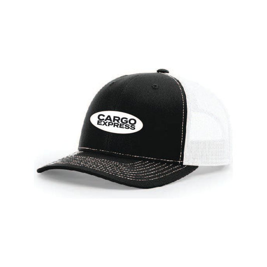 Snap-Back Trucker Hat with Patch - Black/White