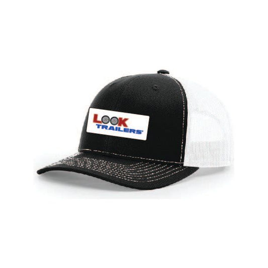 Snap-Back Trucker Hat with Patch - Black/White