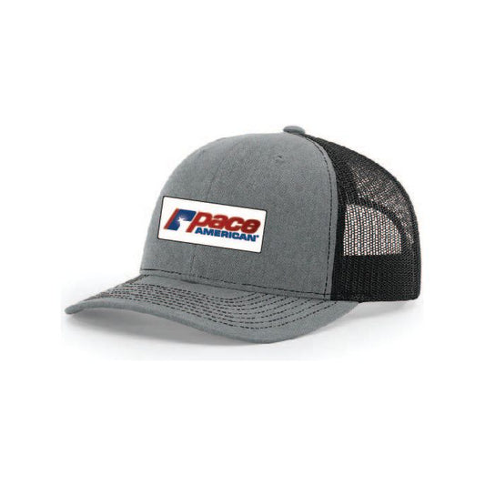 Snap-Back Trucker Hat with Patch - Heather Grey/Black
