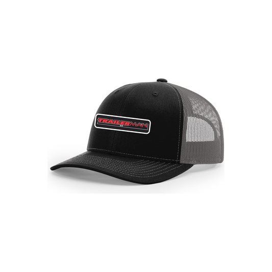 Snap-Back Trucker Hat with Patch - Black/Charcoal