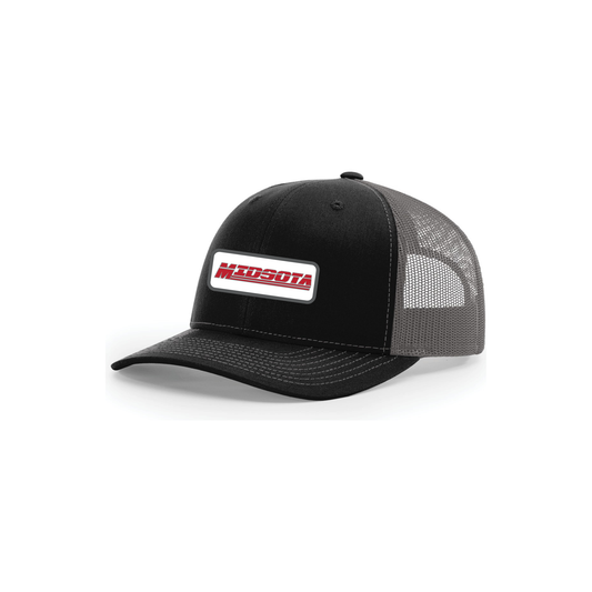 Snap-Back Trucker Hat with Patch - Black/Charcoal