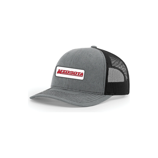 Snap-Back Trucker Hat with Patch - Heather Grey/Black