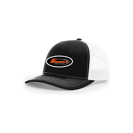 Snap-Back Trucker Hat with Patch - Black/White