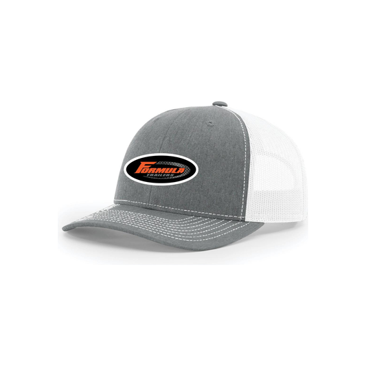 Snap-Back Trucker Hat with Patch - Heather Grey/White